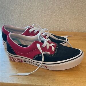 Vans Red and Black Canvas Sneakers